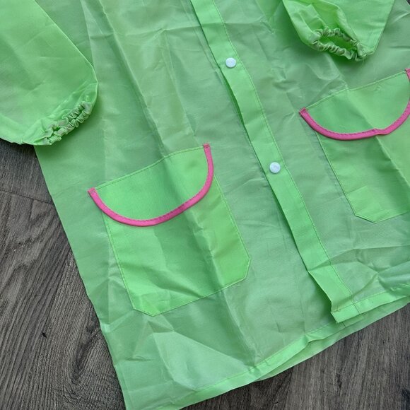 NWOT Kids Lightweight Foldable Packable Green Frog Rain Jacket - Picture 4 of 6